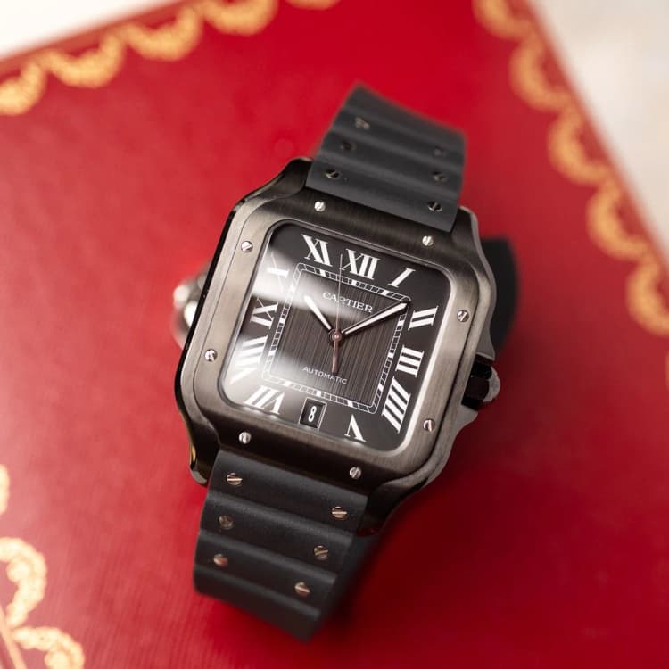Montre Santos de Cartier Grand modèle, mouvement automatique, acier ADLC