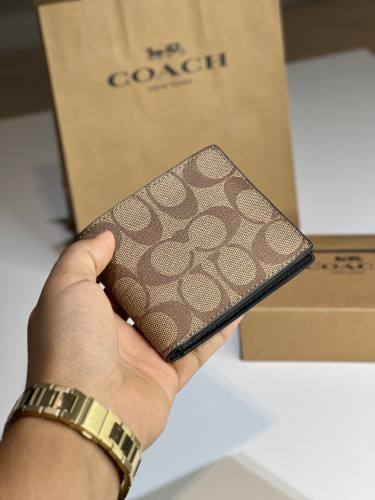 Portefeuille homme co@ch signature toile bronzée