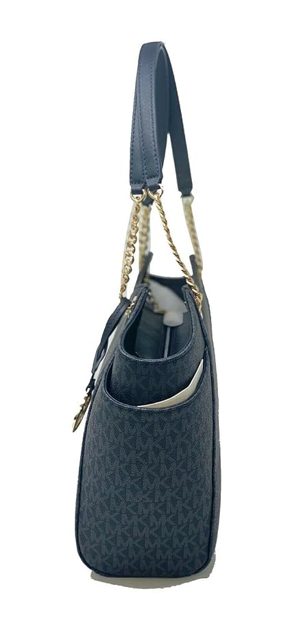 Mich@el Kors Sac à bandoulière Jet Set Travel grand format pour femme (grand, noir siglé/doré)