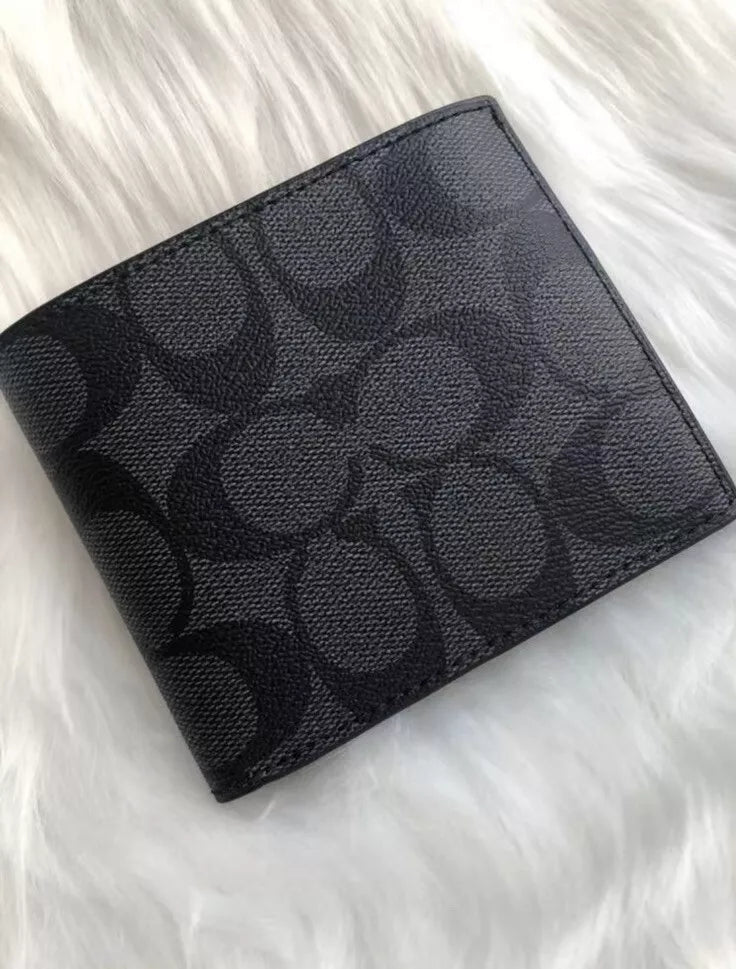 Co@ch Portefeuille porte-monnaie homme avec étiquettes en toile signatur