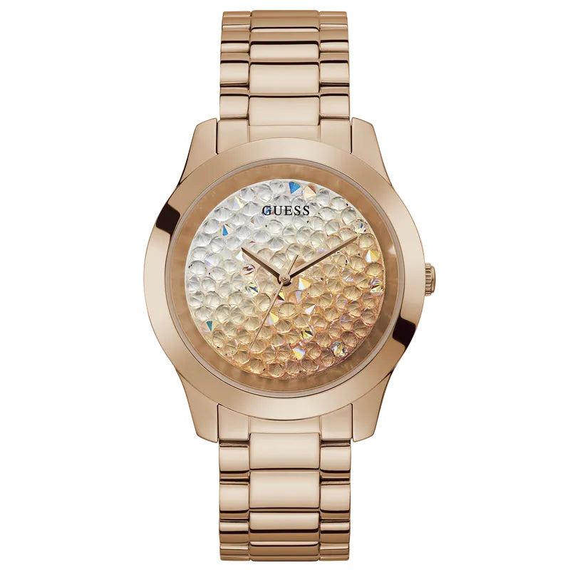 Montre Guess Crush avec cadran en or rose et bracelet en acier or rose pour femme - GW0020L3