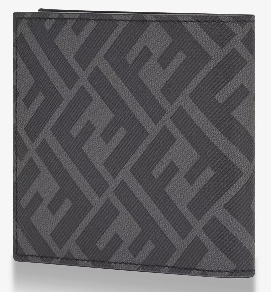 FÊNDÏ 'FF Diagonal Logo Yellow Band' Authentic Men's Canvas & Leather Wallet NWT