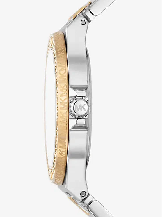 MK Lennox Pavé Two-Tone Logo Watch