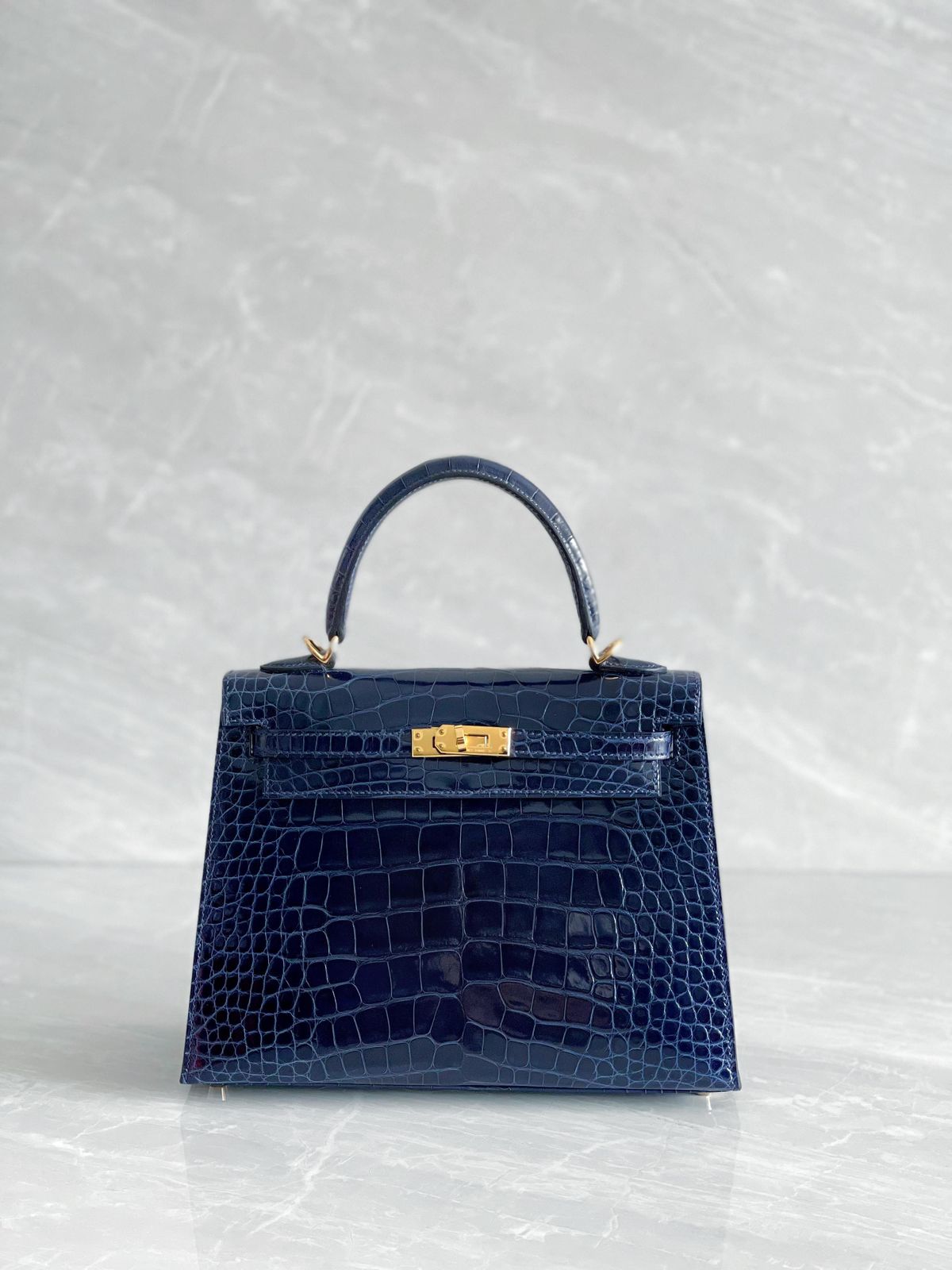 HRMS Sac à main Kelly bleu saphir