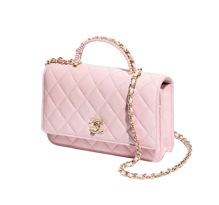 CH@NEL Mignon en rose Portefeuille à chaîne CH@NEL avec poignée supérieure