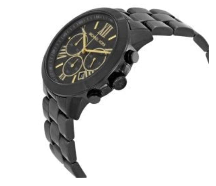 Montre chronographe Michael Kors Brecken avec cadran noir et bracelet en acier noir pour femme - MK6302