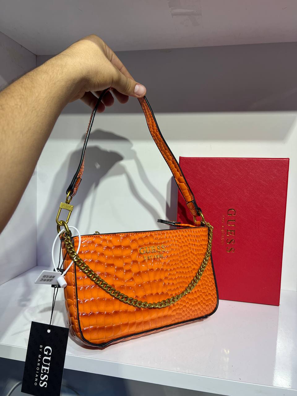 Gûess Katey Croc Mini Top Zip Shoulder