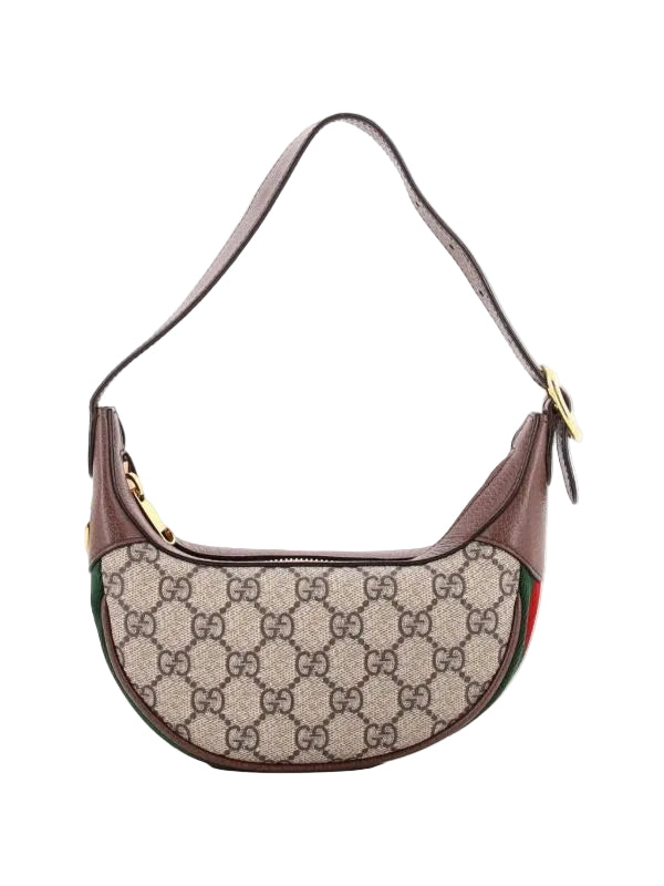 GG Sac Ophidia demi-lune en toile enduite GG, mini sac hobo