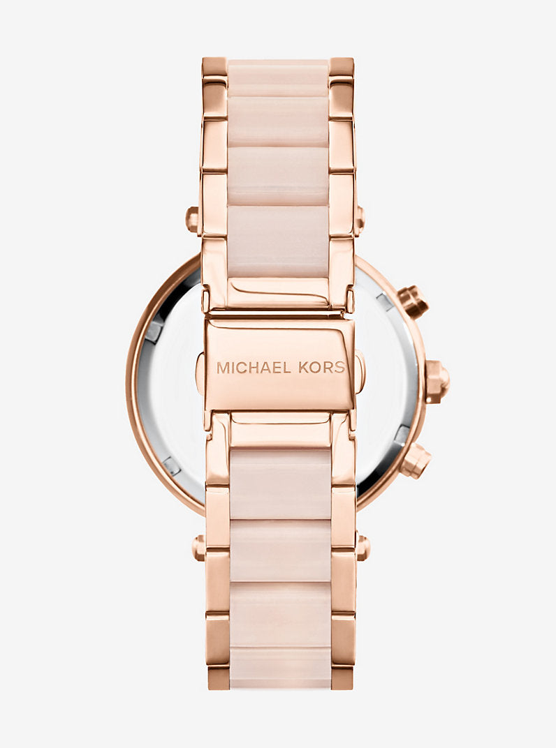 MK Montre Parker de ton or rose en acétate rose dragée