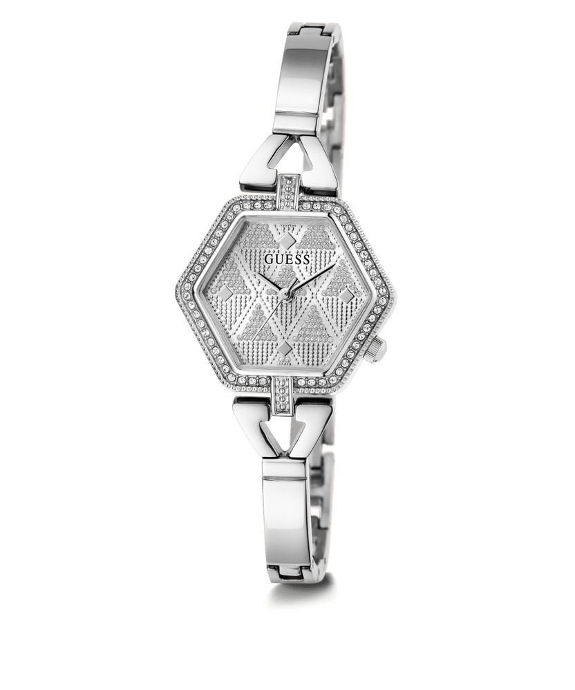 Guess Montre hexagonale, acier inoxydable, cristaux incolores
GW0680L1