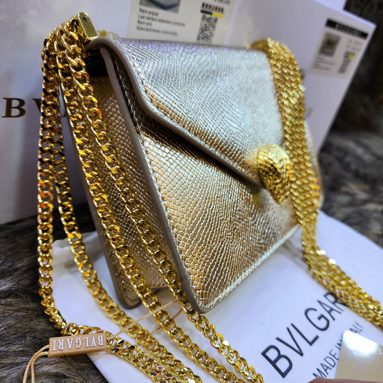 Bvlg@ri Sac bandoulière Serpenti exotique