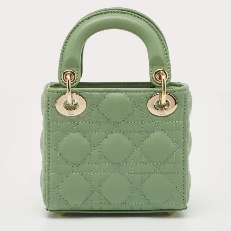 Di*r Green Cannage Micro Lady Dior Bag