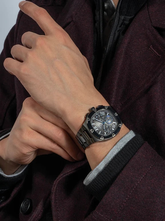 GÛESS Mens Gunmetal Multi-function Watch, GW0572G5