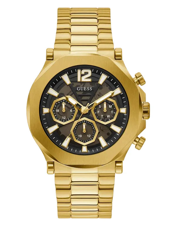 GUESS Mens Gold Tone Multi-function Watch,GW0539G2