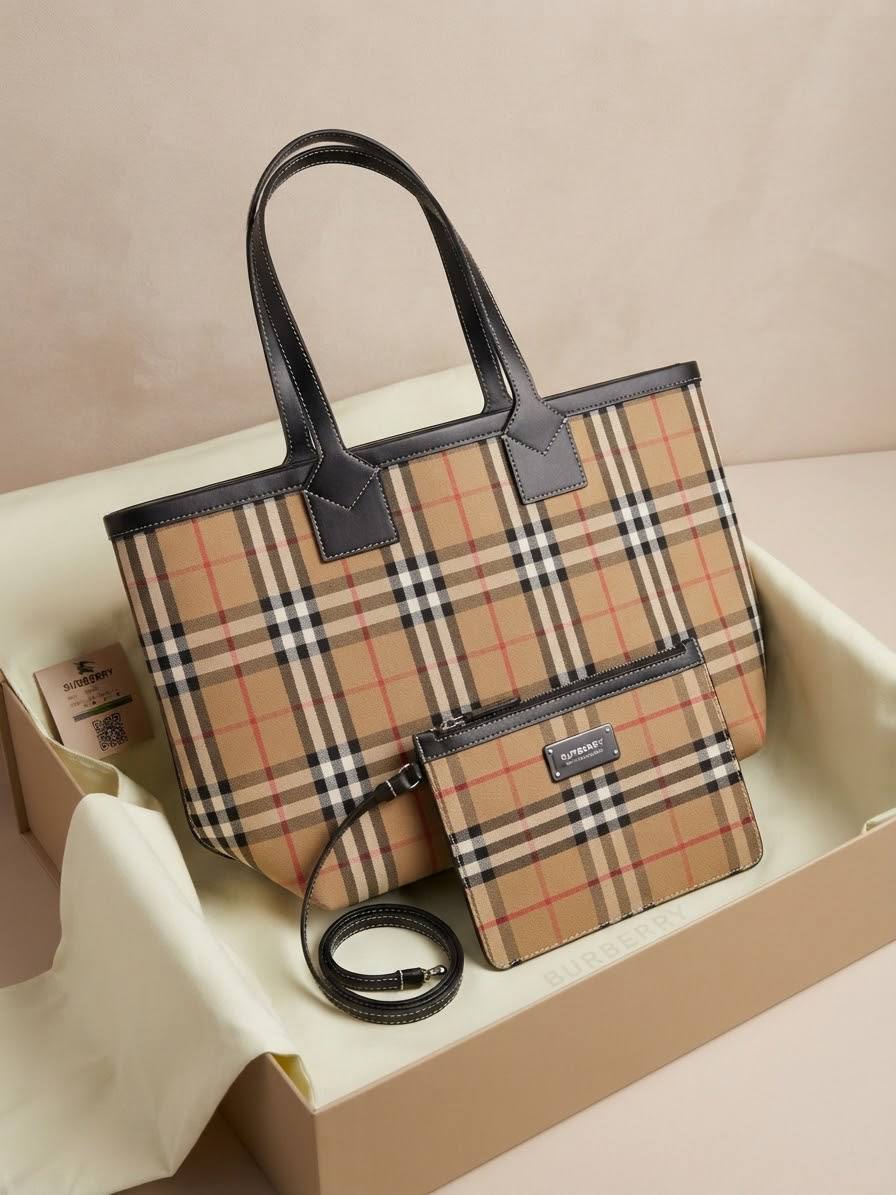 sac cabas Burberry London avec pochette, beige