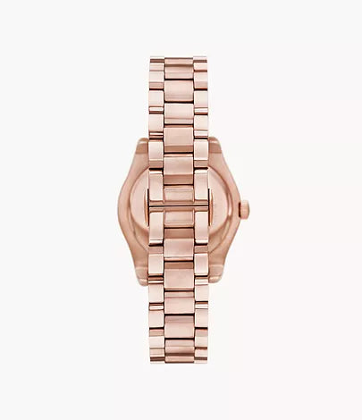 Montre Empôriô Armani à trois aiguilles avec date, en acier inoxydable, doré rose