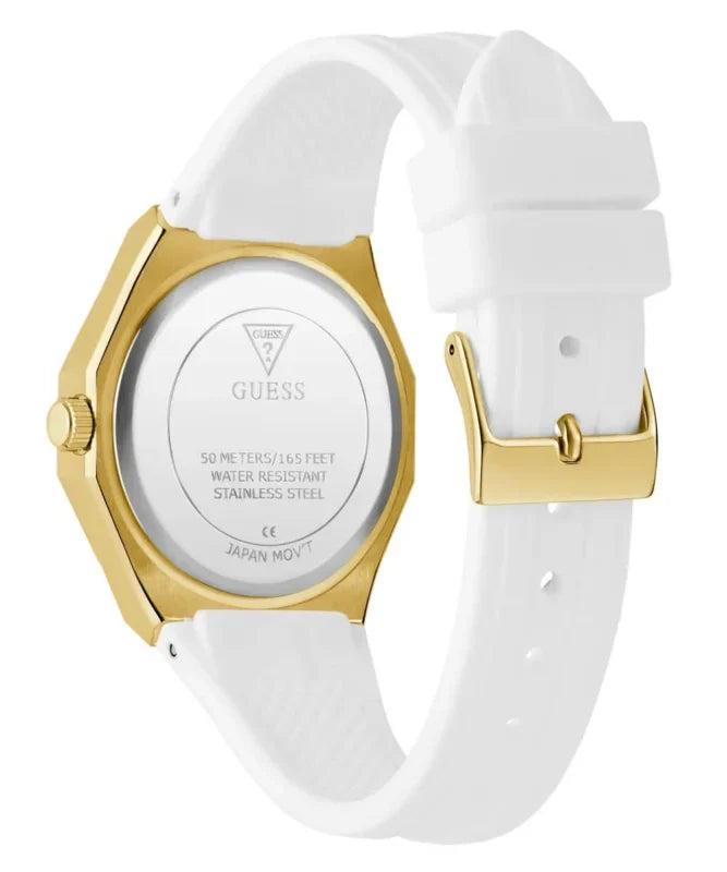 Montre analogique GUESS pour femme, couleur or blanc