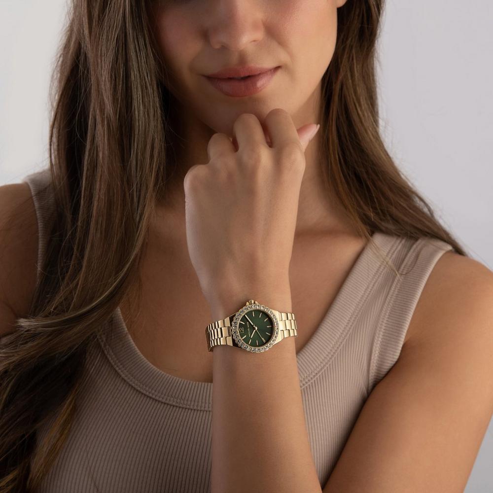 Michael Kors Lennox 30mm Yellow Gold Tone Crystal Ladies Watch