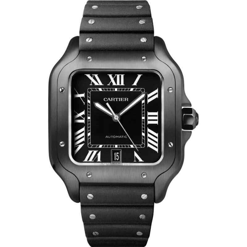 Montre Santos de Cartier Grand modèle, mouvement automatique, acier ADLC