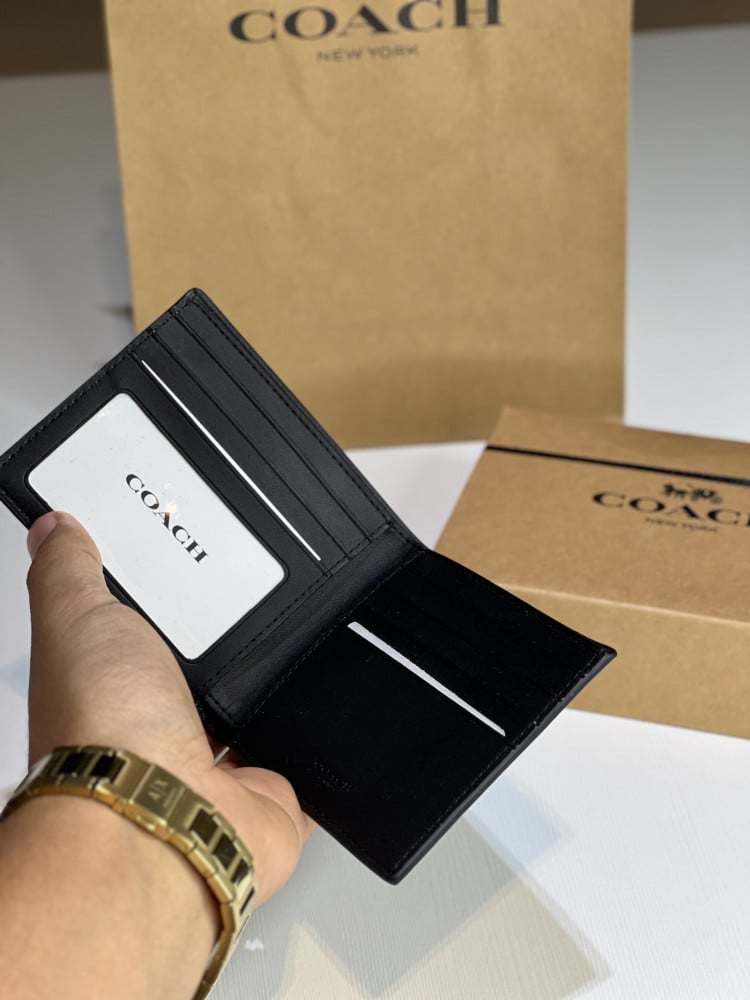 Co@ch Portefeuille porte-monnaie homme avec étiquettes en toile signatur