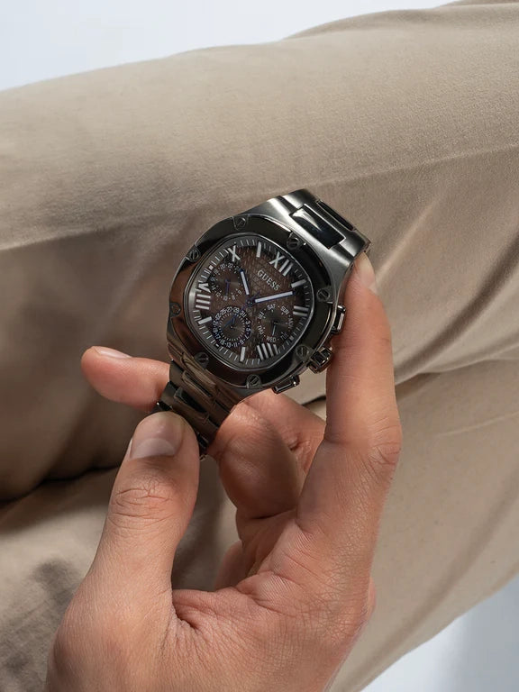 GÛESS Mens Gunmetal Multi-function Watch, GW0572G5