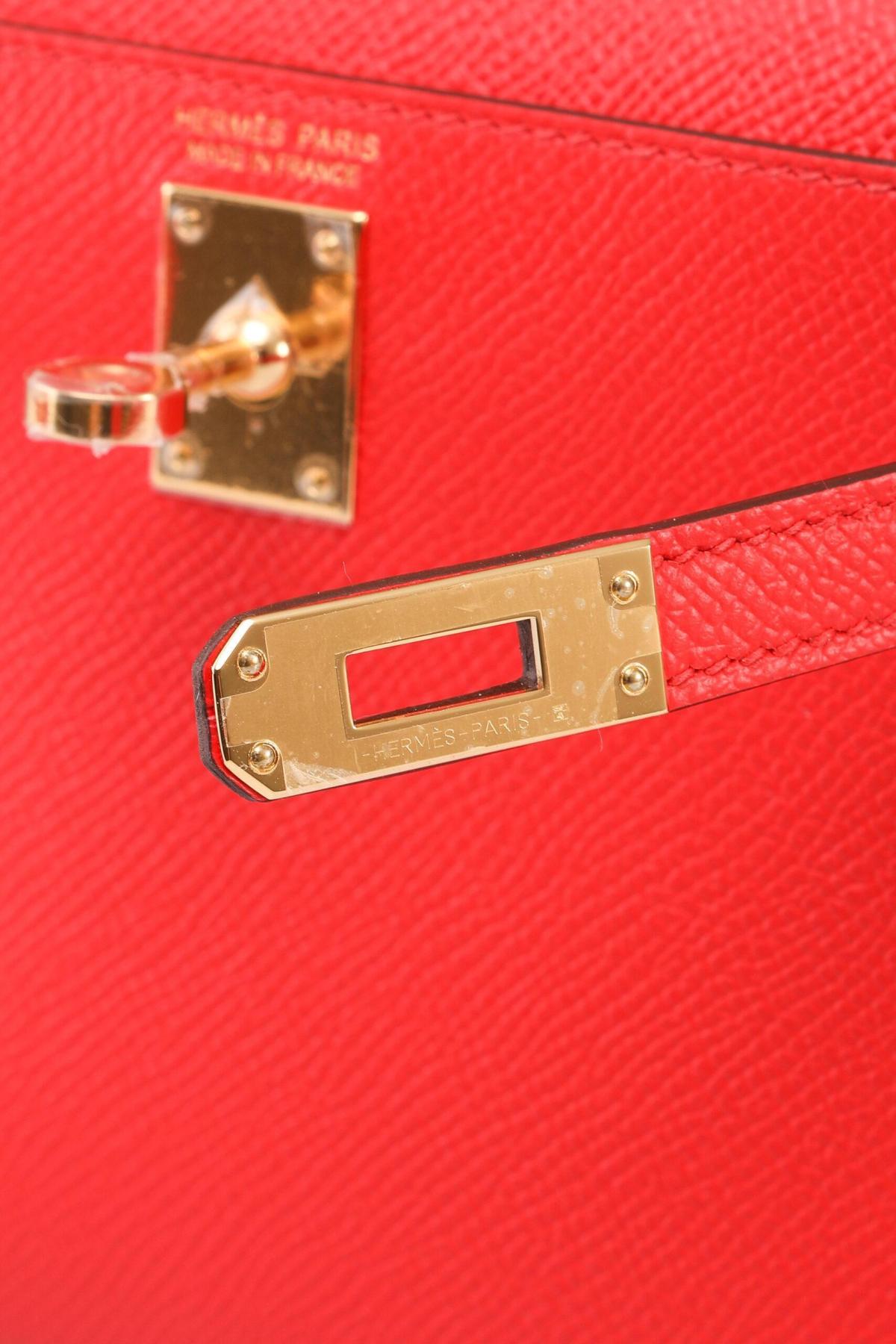Hermès Mini Kelly 20 II Rouge De Coeur Veau Epsom