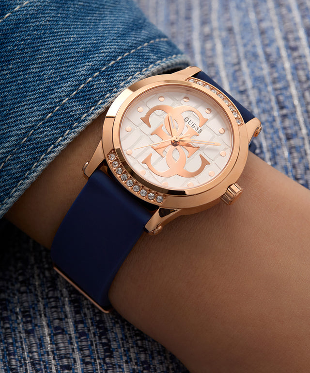 Montre analogique GUESS pour femme, bleu, or rose 36 mm