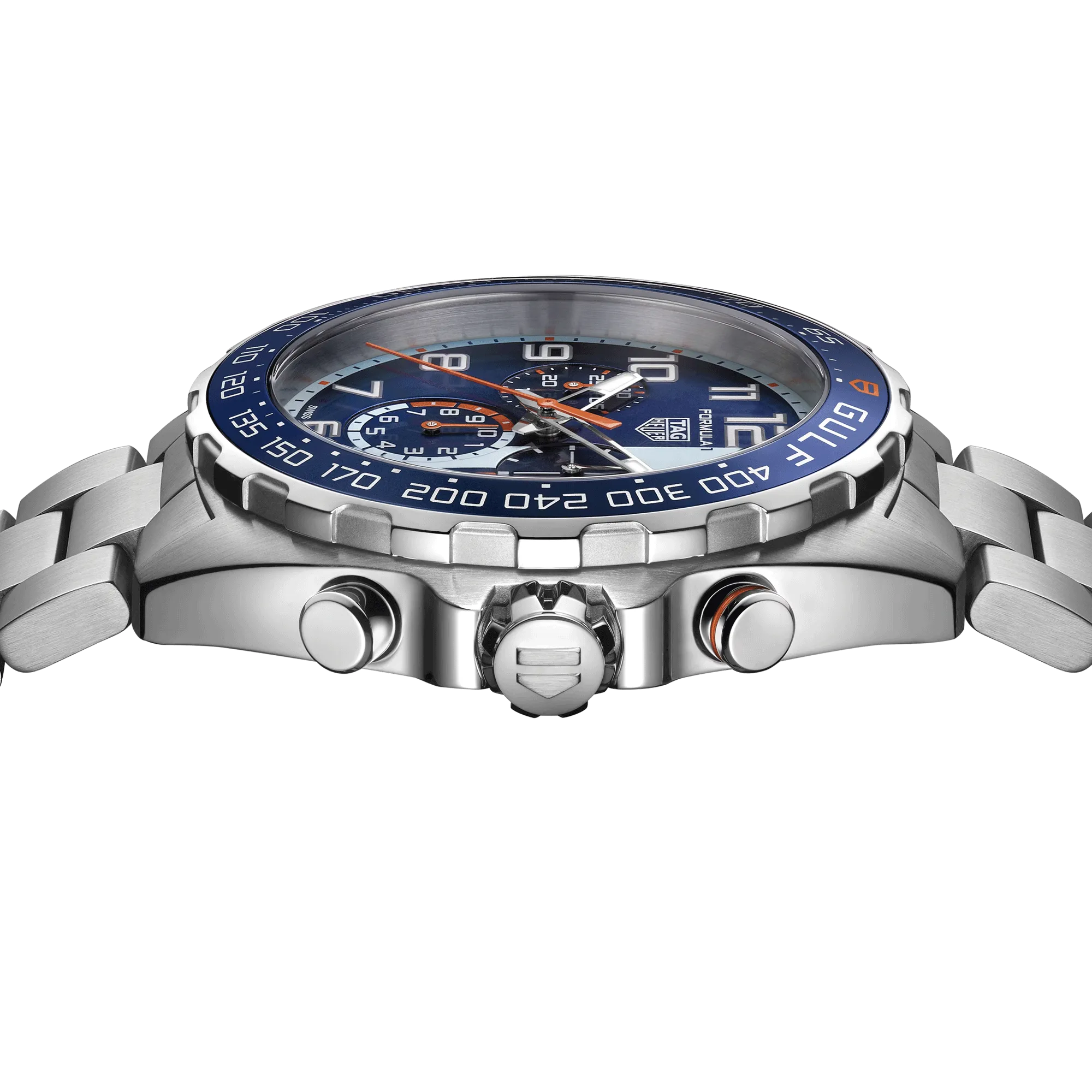 Montre TAG Heuer Formula 1 x Gulf Chronographe quartz cadran bleu bracelet acier 43 mm
