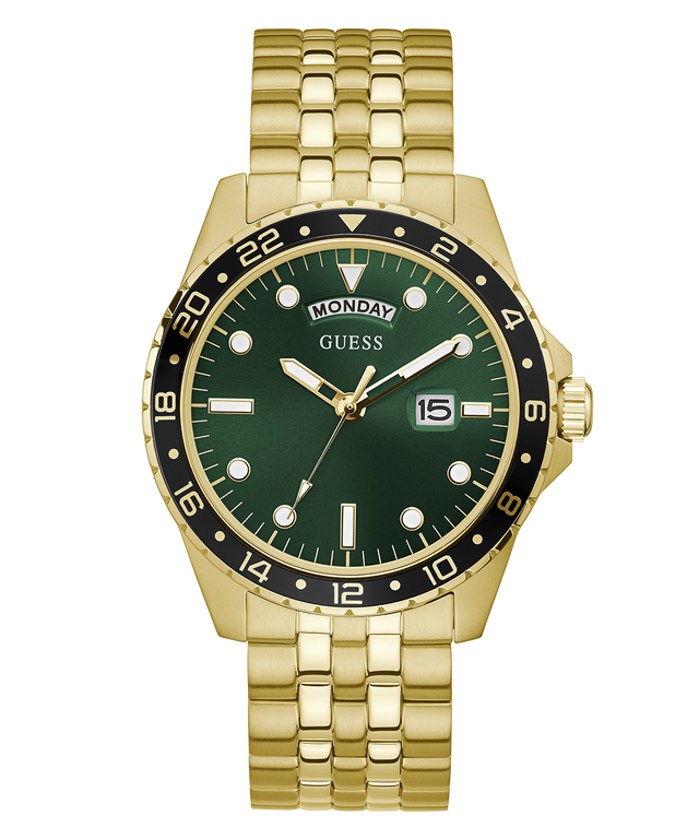 GUESS Mens Gold Tone Day/Date Watch