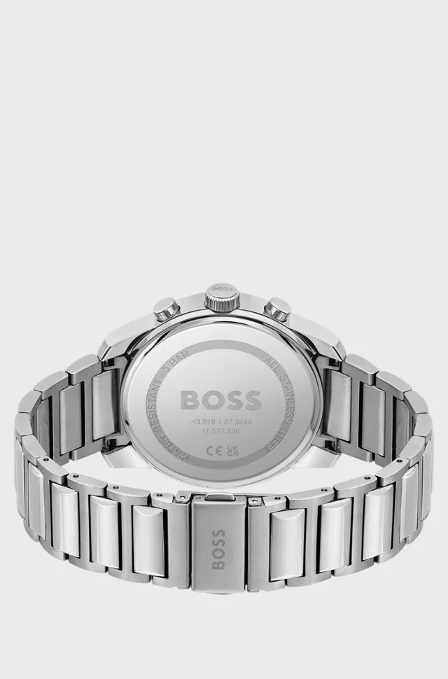 Bôss Montre chronographe à cadran bordeaux et bracelet à maillons