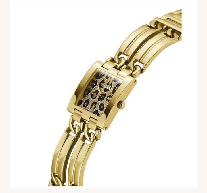 Montre MOD ID - GUESS Femme Cadran Léopard et Bracelet Acier Doré - GW0807L2