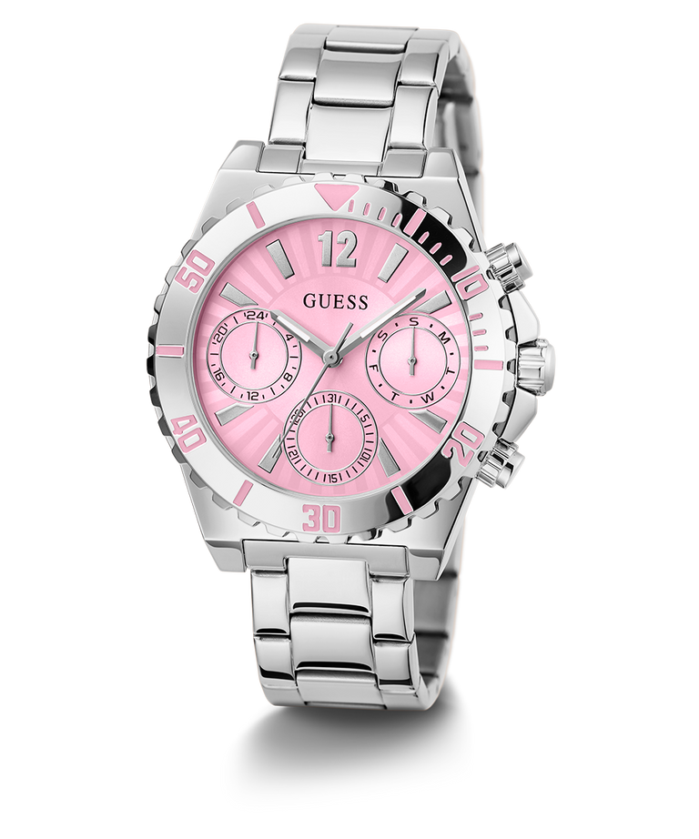 GÛESS Ladies Silver Tone Multi-function Watch