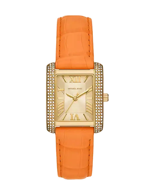 Montre Michael Kors Emery en cuir gaufré à pavé de ton or et à motif de crocodile,MK2983