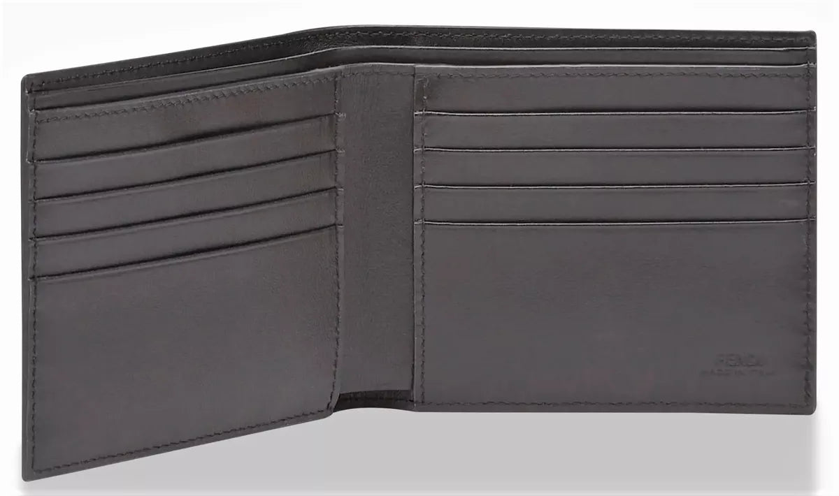 FÊNDÏ 'FF Diagonal Logo Yellow Band' Authentic Men's Canvas & Leather Wallet NWT