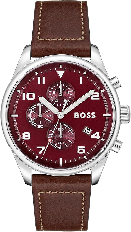 Bôss Montre Chronographe à Quartz pour Homme avec Bracelet en Cuir Marron - 1513988