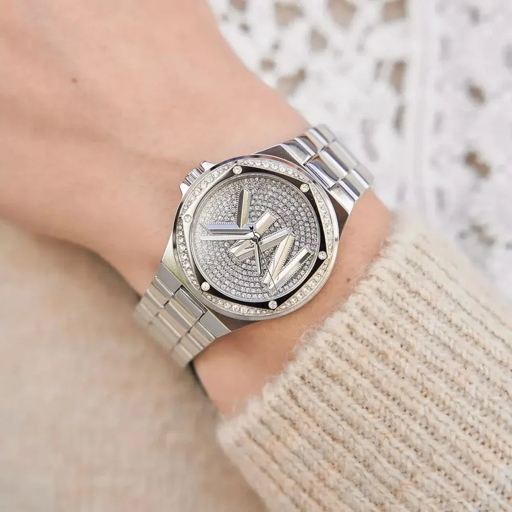 Michael Kors Montre Lennox argentée à logo et à pavé