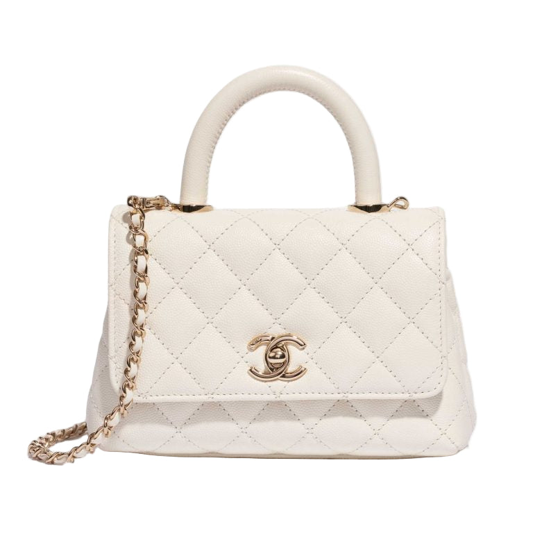 Ch@nel
Classique avec Poignée Extra Mini Veau Grainé Blanc