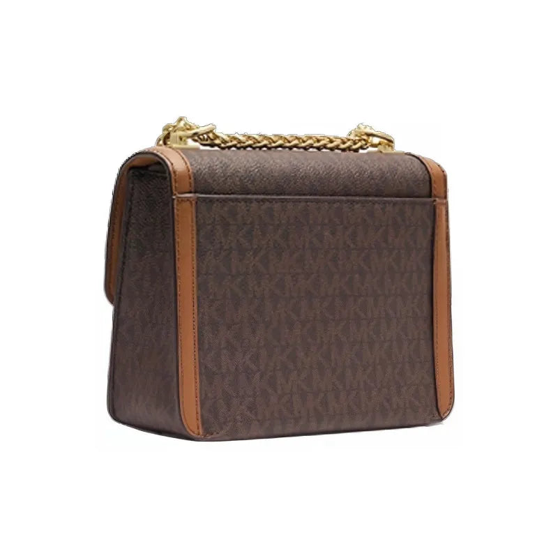 MK Sonia Leather Crossbody Bag, Shoulder Bag Small Size Women's Brown