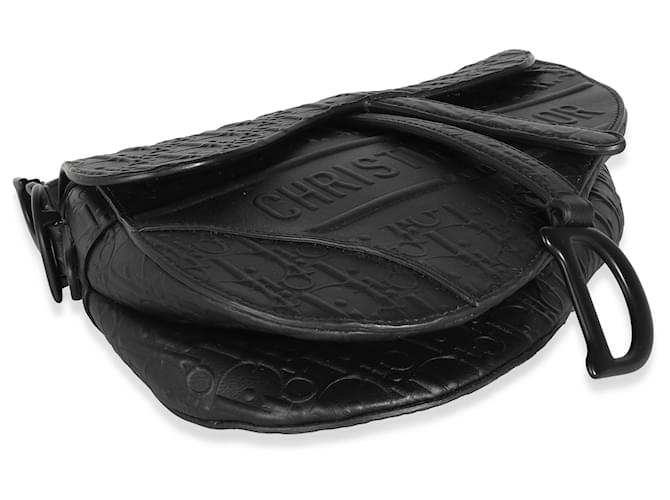 Christian Di*r Sac à dos moyen de veau noir oblique embossé