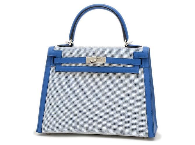 HRMS Sac à main Hermes Kelly 28 Bleu Écru