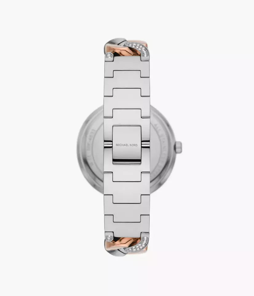 MK Catelyn Quartz Silver Dial Two Tone Steel Strap Watch MK4634 New