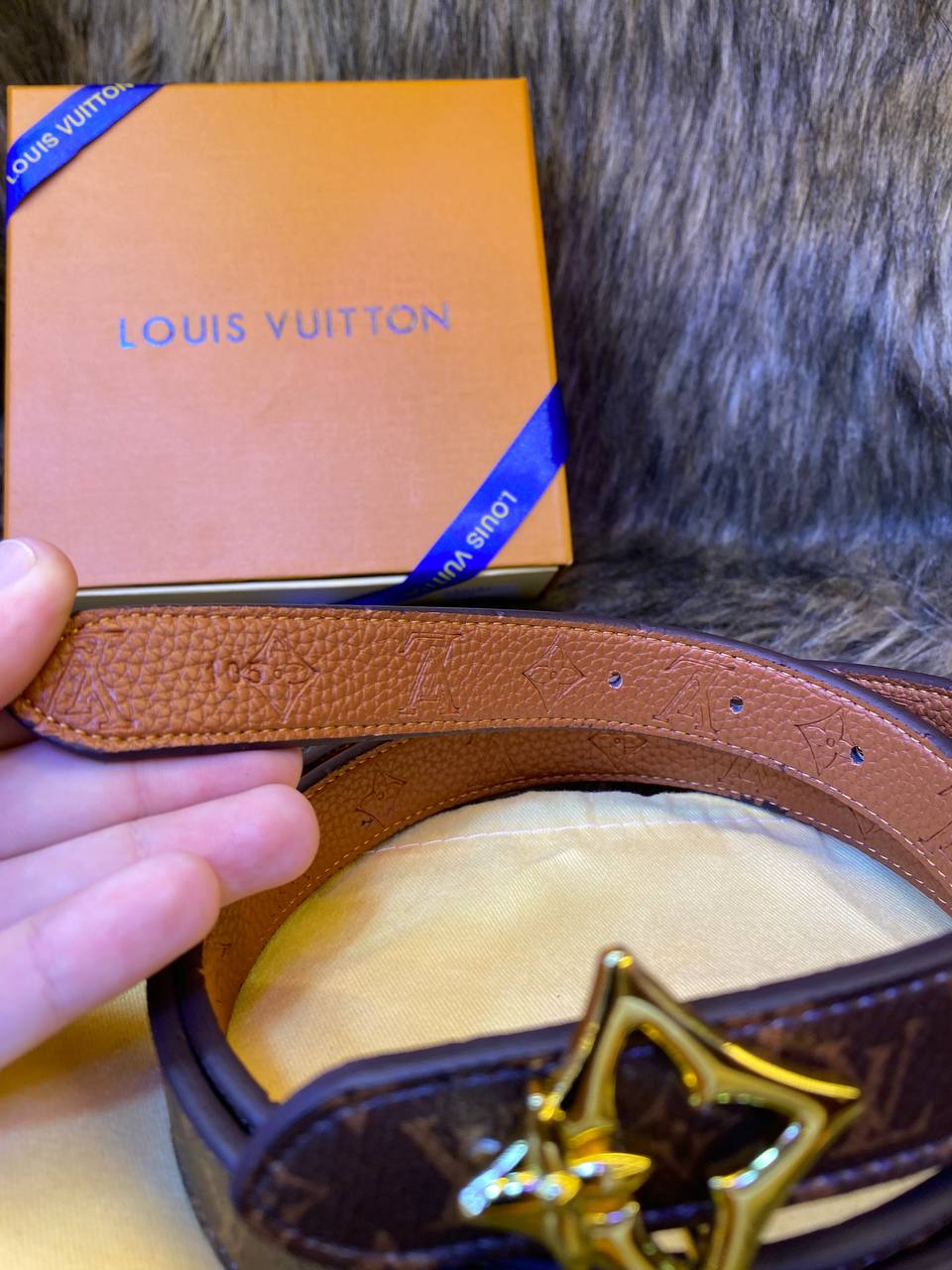 LV Flowergram 30mm Reversible Belt en cuir