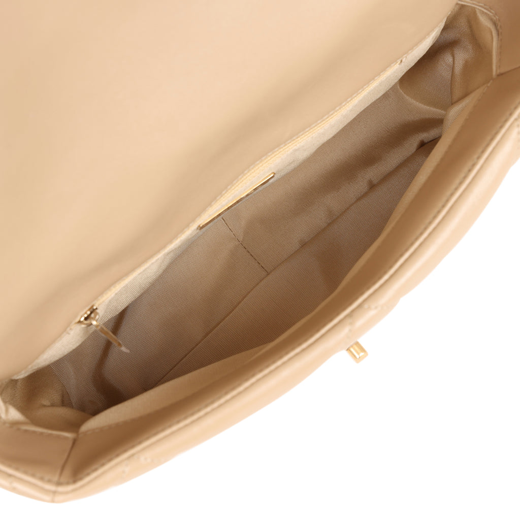 Ch@nel Large 19 Flap Bag Dark Beige Lambskin Mixed Hardware