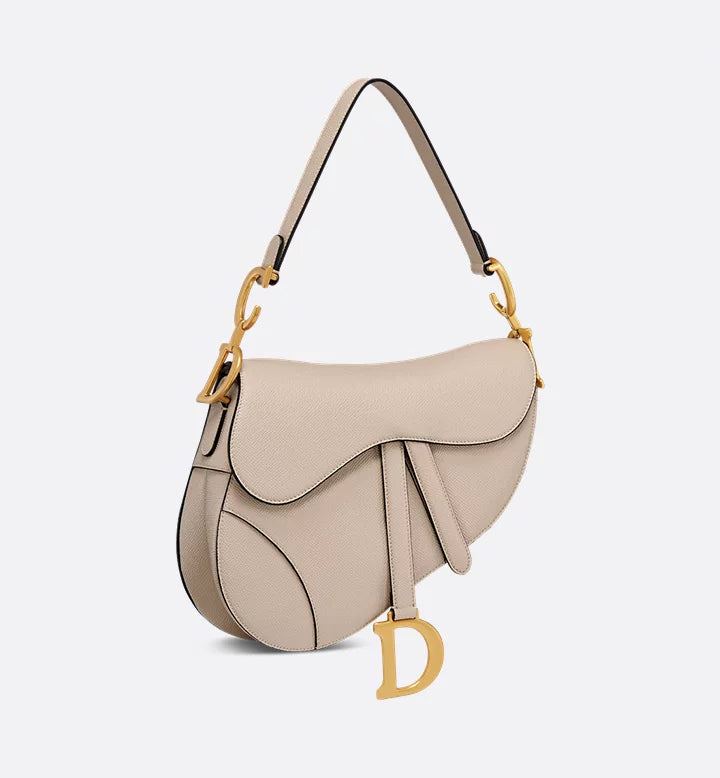 Sac Saddlê à bandoulière de veau grainé beige poudre