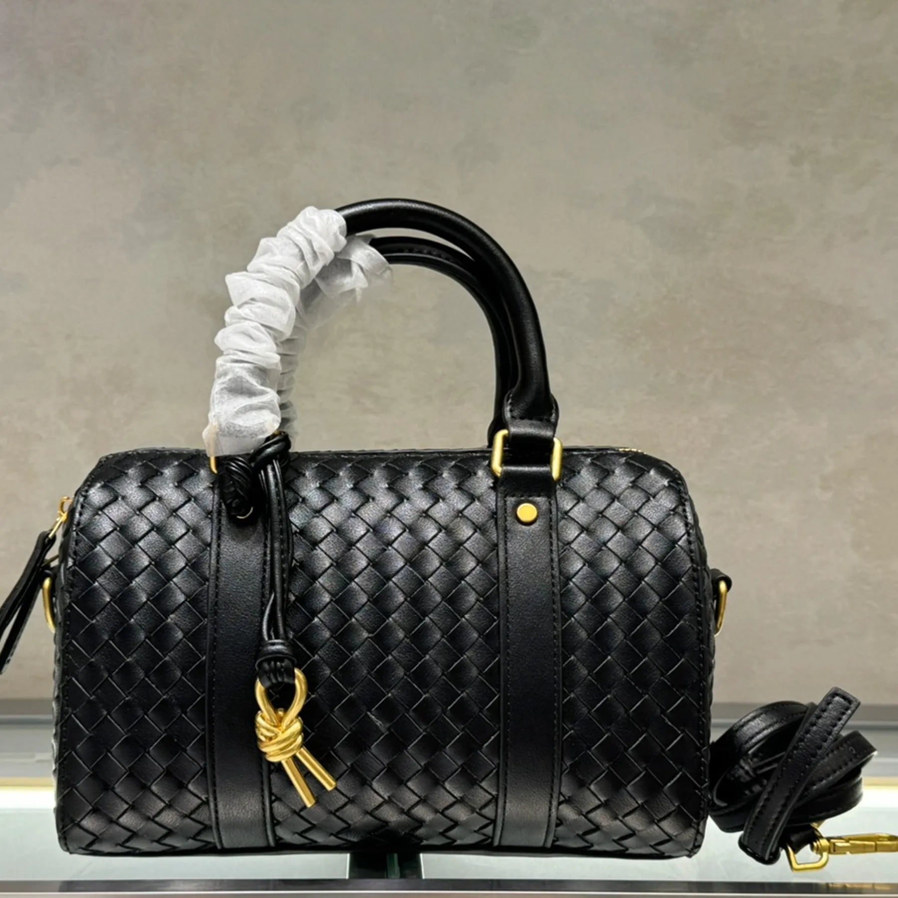 Sac à bandoulière réglable Noir - Grande capacité, finitions dorées