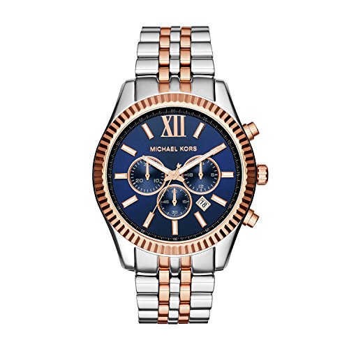 Mich@el Kors Lexington Montre à cadran bleu et bracelet en acier bicolore pour homme - MK8412