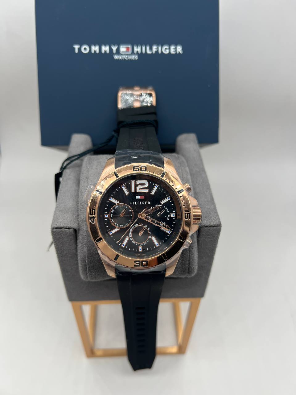 Tommy Hilfiger Sport Multifunction Black Dial Black Rubber Strap Watch For Men