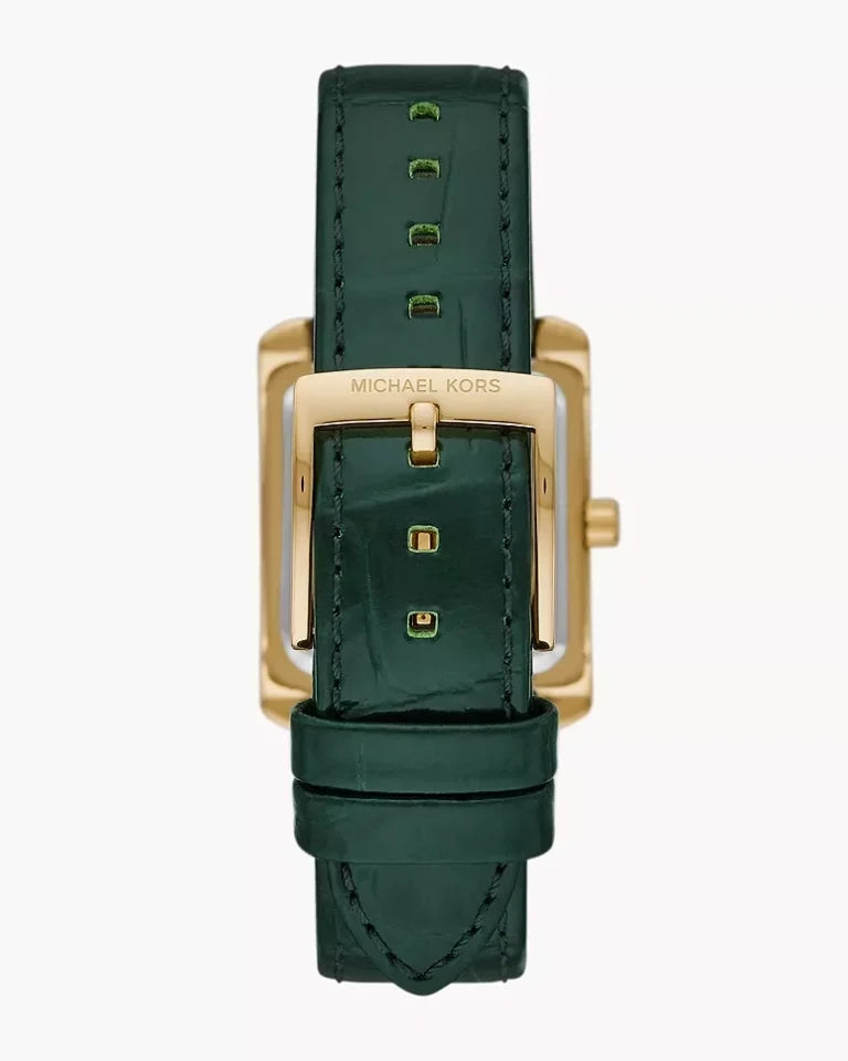 Montre Emery de Michael Kors à trois aiguilles en cuir façon croco, vert, MK4697