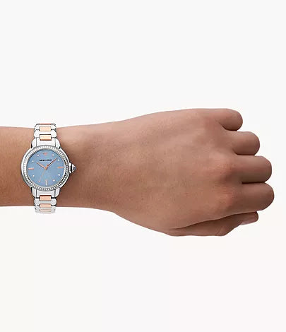 Montre Emporio Armani à trois aiguilles, en acier inoxydable, bicolore