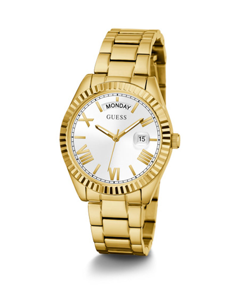 Montre Guess Luna avec cadran blanc et bracelet en acier doré pour femme - GW0308L2